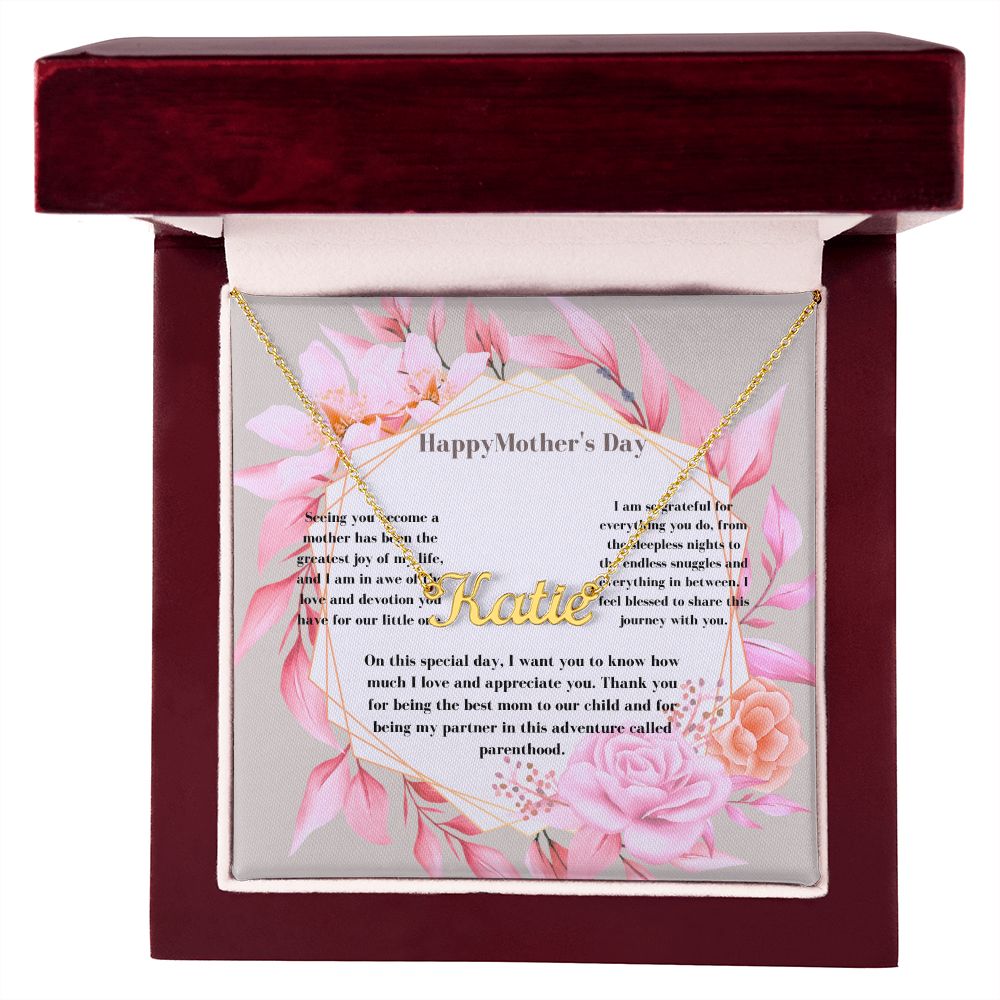mother's day new mom- from husband custom name necklace