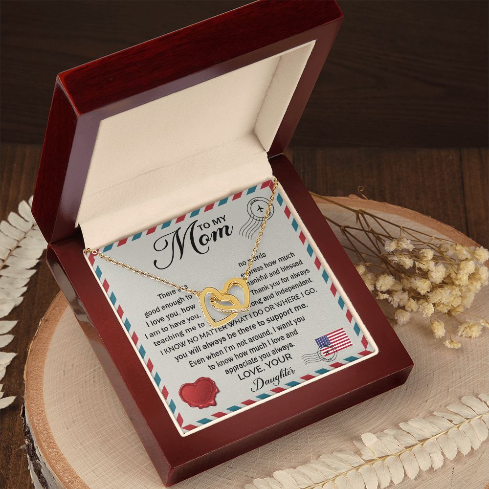 To My Mom - How Much I Love You 2 interlocking hear necklace