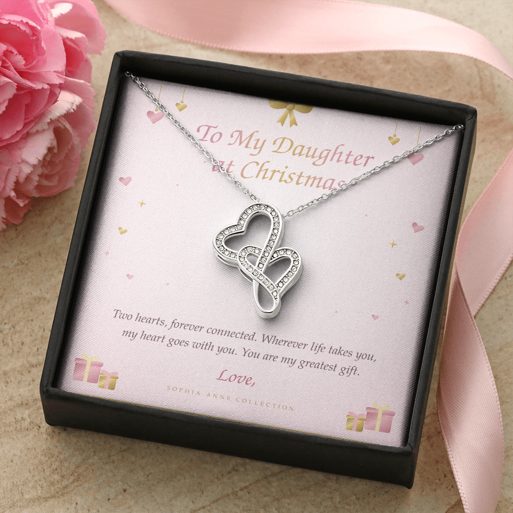 Daughter Heart-to-Heart Necklace – Christmas Gift with Message Card