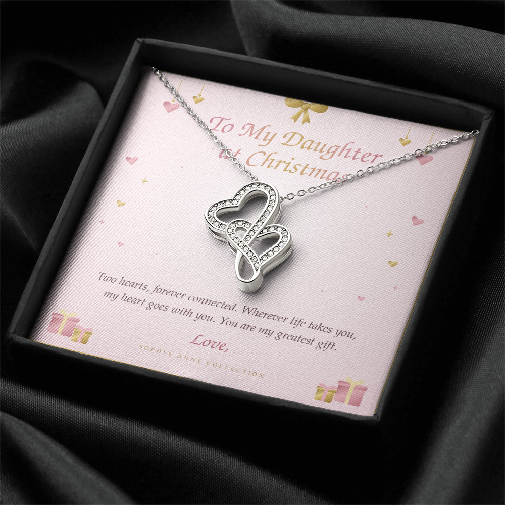 Daughter Heart-to-Heart Necklace – Christmas Gift with Message Card