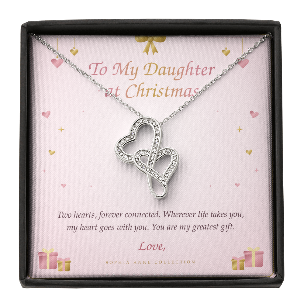 Daughter Heart-to-Heart Necklace – Christmas Gift with Message Card