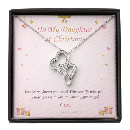 Daughter Heart-to-Heart Necklace – Christmas Gift with Message Card