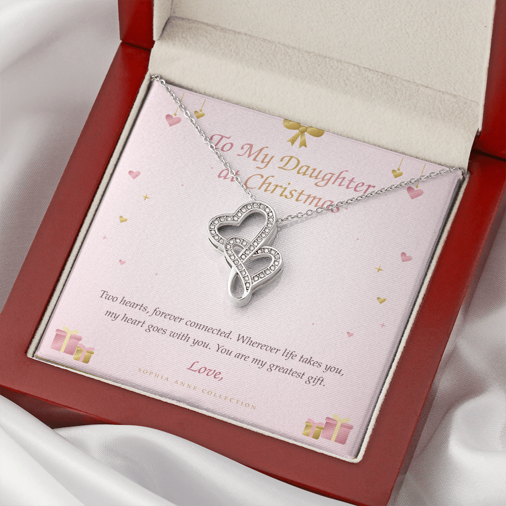 Daughter Heart-to-Heart Necklace – Christmas Gift with Message Card