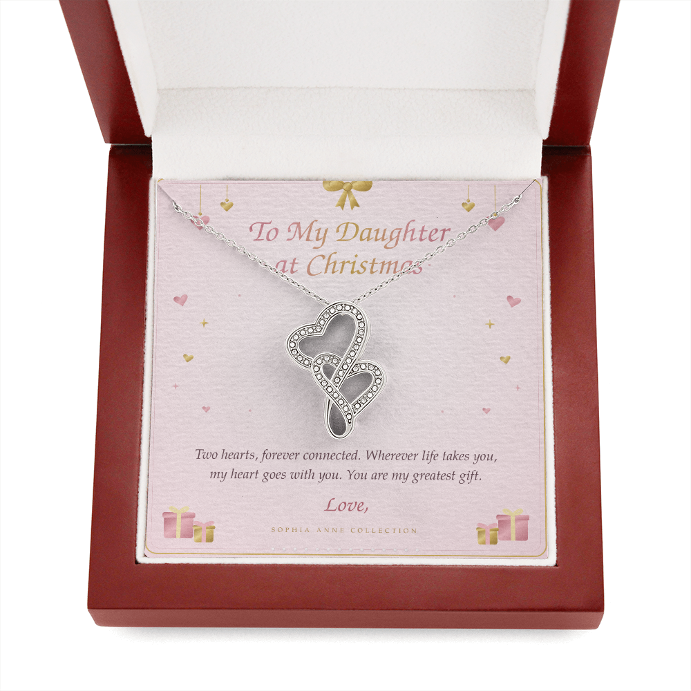 Daughter Heart-to-Heart Necklace – Christmas Gift with Message Card