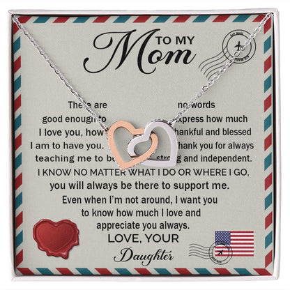 To My Mom - How Much I Love You 2 interlocking hear necklace