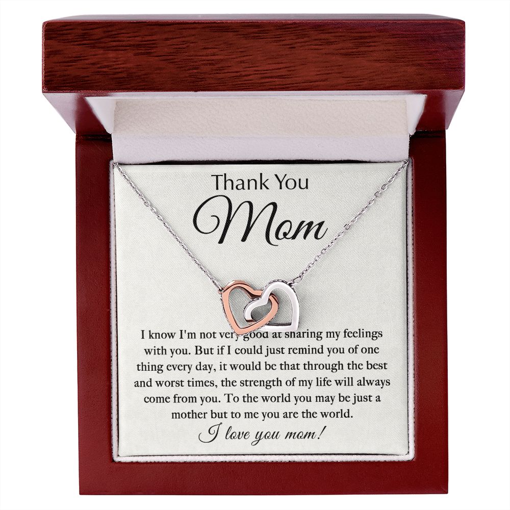ThankYou Mom - You_re The World interlocking hear necklace